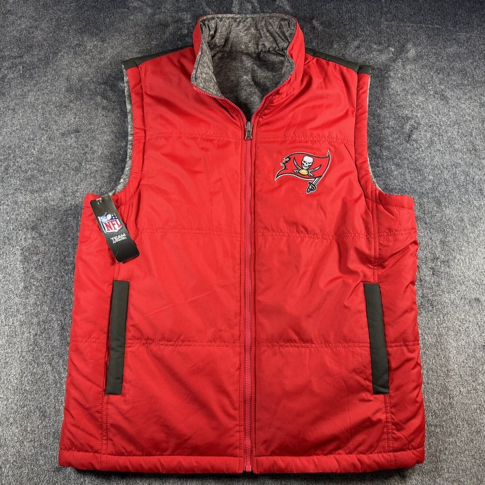 Tampa Bay Buccaneers Puffer Men's Reversible NFL Vest Size Medium Red/Grey New‎